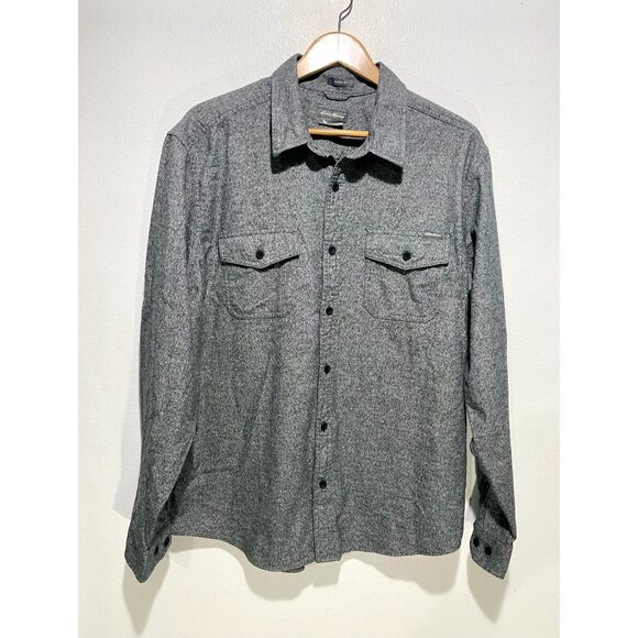 Eddie Bauer Flannel utility button up shirt long sleeve classic fit gray men XL - Picture 1 of 5